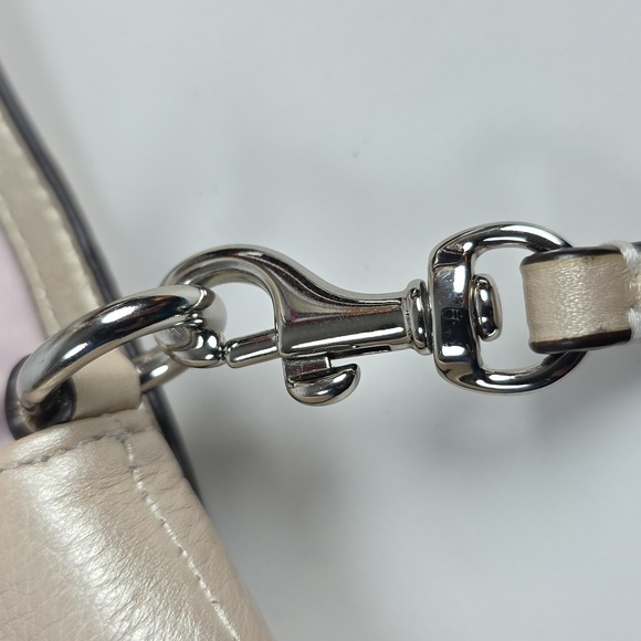 COACH KRISTIN METALLIC CHAMPAGNE SILVER LEATHER FLAP CROSSBODY SMALL BAG PURSE - Picture 12 of 13